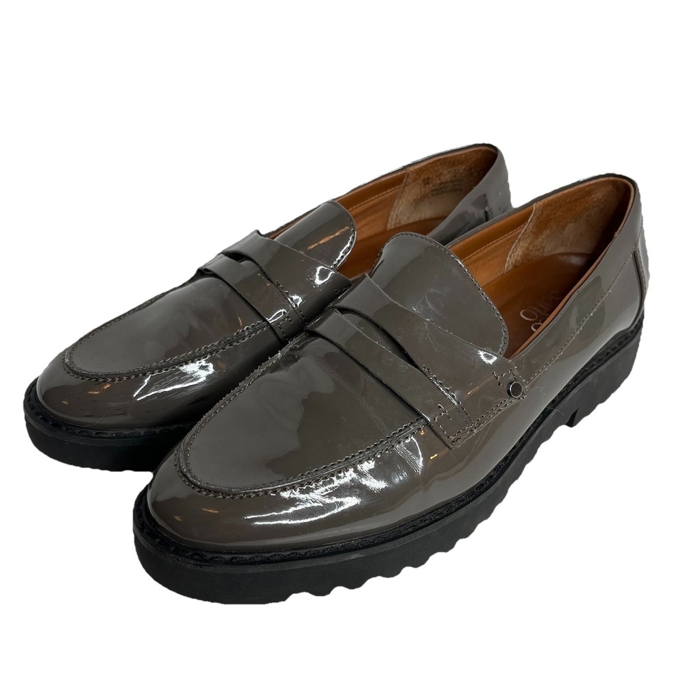Franco Sarto Cassandra Loafers Women's 8 M Gray Patent Penny Lug Sole Y2K